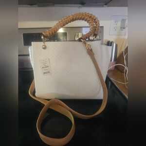 New Aldo Woven Ivory Gloadithh Crossbody Purse